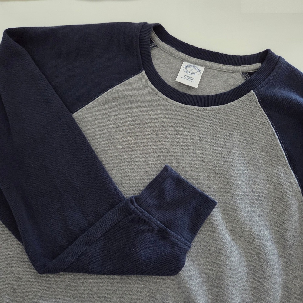 Brooks Brothers Sweatshirt Grey Navy Raglan Sleeve Mens XL